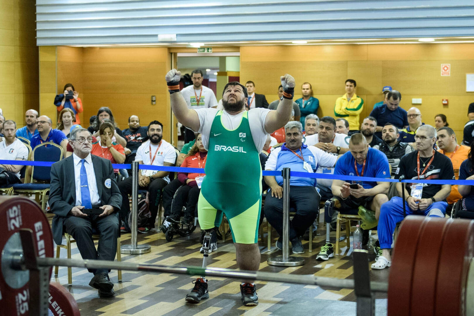 Komka Péter: A brazil Christian Divino Porteiro a Para-erőemelő világkupa 107kg+ kategóriájában Egerben 2017. május 7-én.