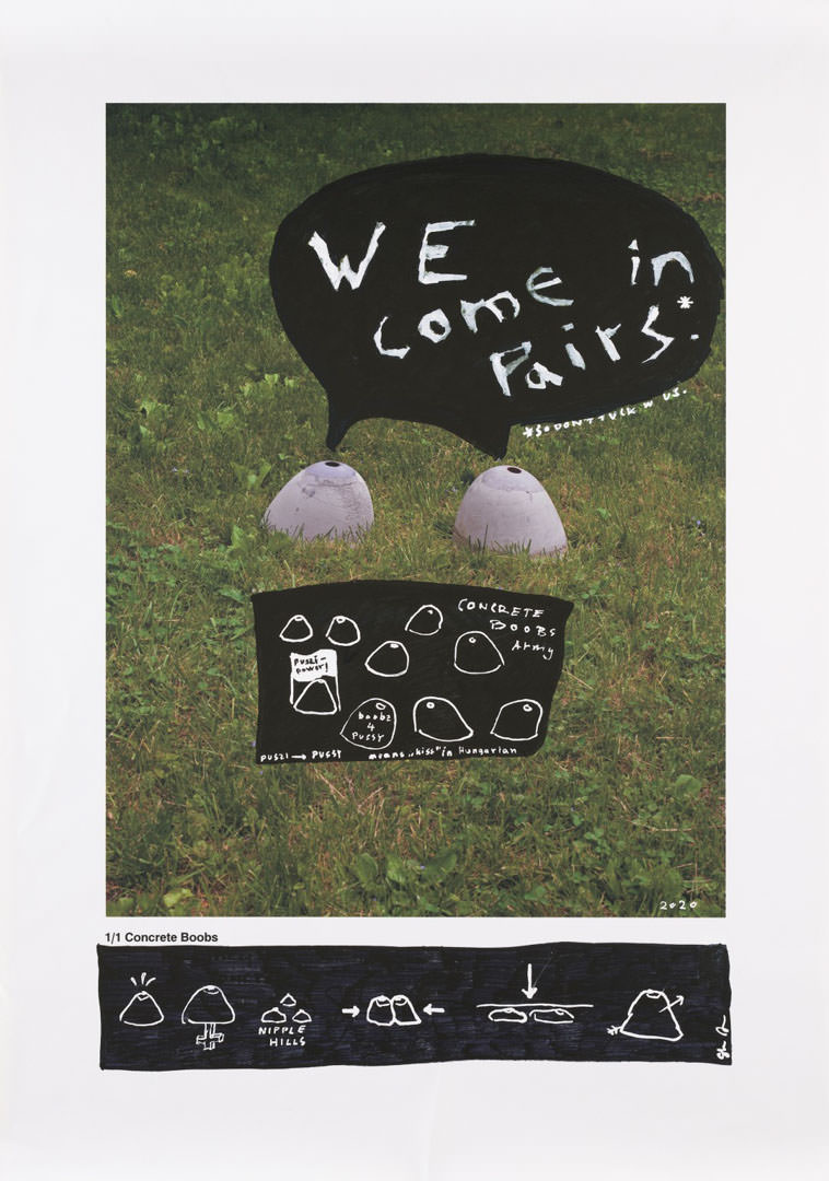 Júlia Standovár: KINKY CONRETE Boob\'s Army, 2020 (analogue photography, mixed techniques, archival pigment print, canvas, 70x50cm)