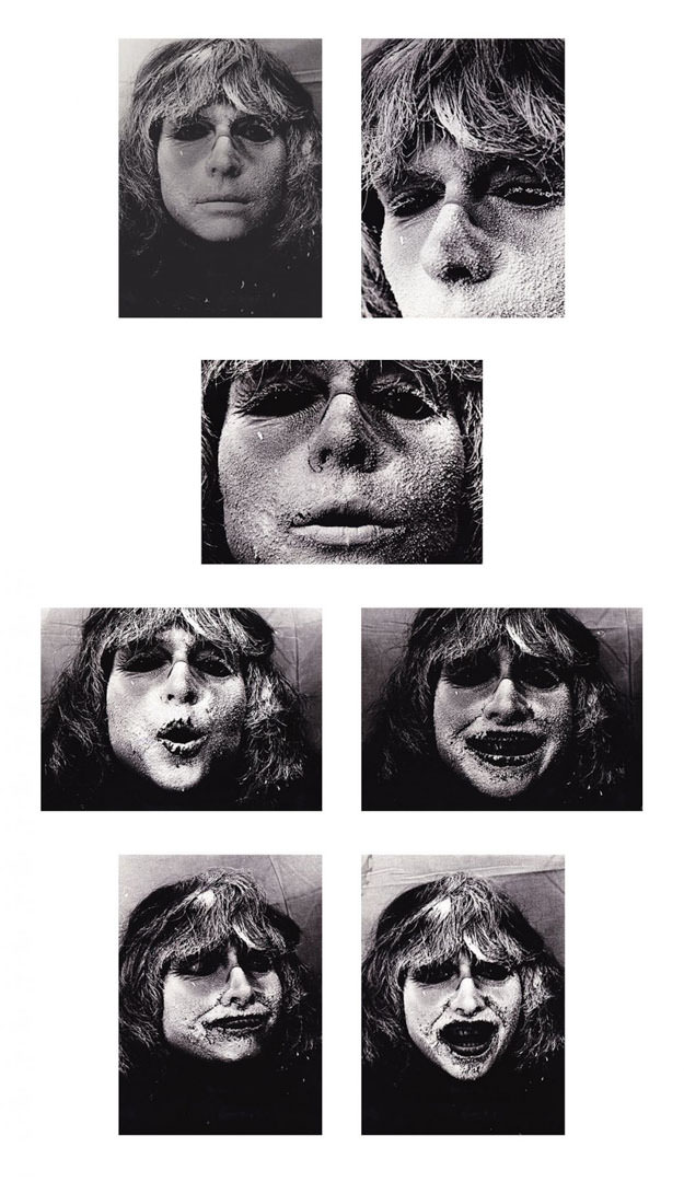Ladik Katalin: Poemask II. (Photo by Gábor Ifjú), 1982/2018 silver gelatin print 7 pieces, 18 x 13 each Edition 3 of 5, 7 db-os sorozat